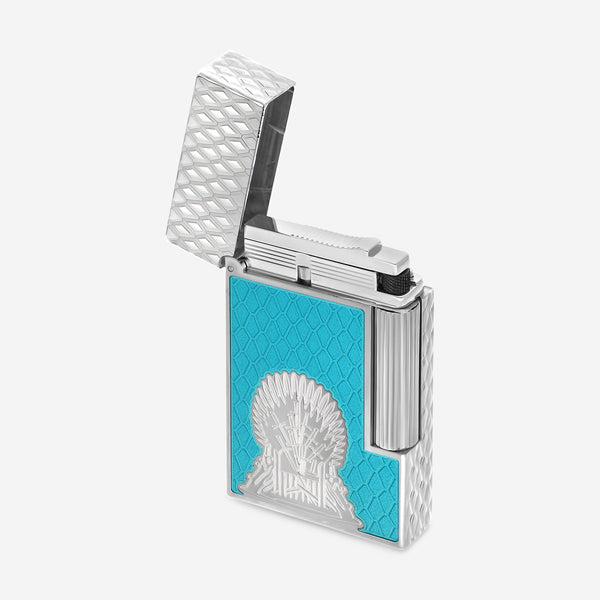 S.T. Dupont Ligne 2 Game of Thrones Icy Blue Palladium Plated Lacquer Lighter C16412