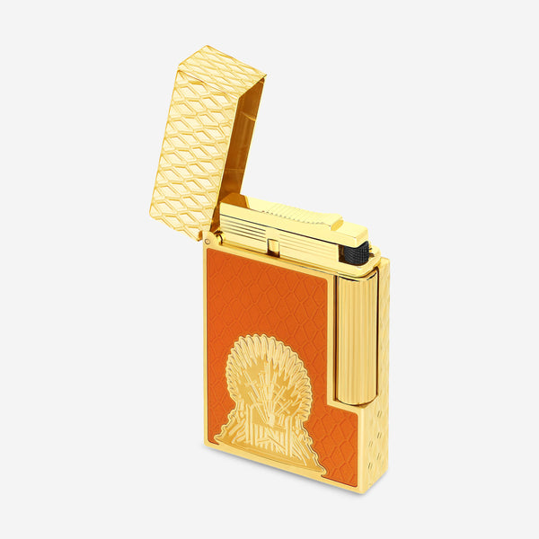 S.T. Dupont Ligne 2 Game of Thrones Fire Orange Yellow Gold Plated Lacquer Lighter C16413