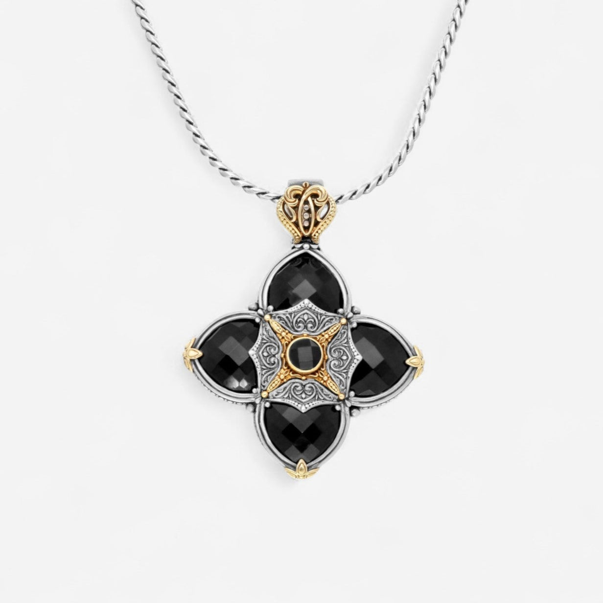 Konstantino 18K Yellow Gold & Sterling Silver Onyx Pendant MEMK5114-120-CUT - THE SOLIST
