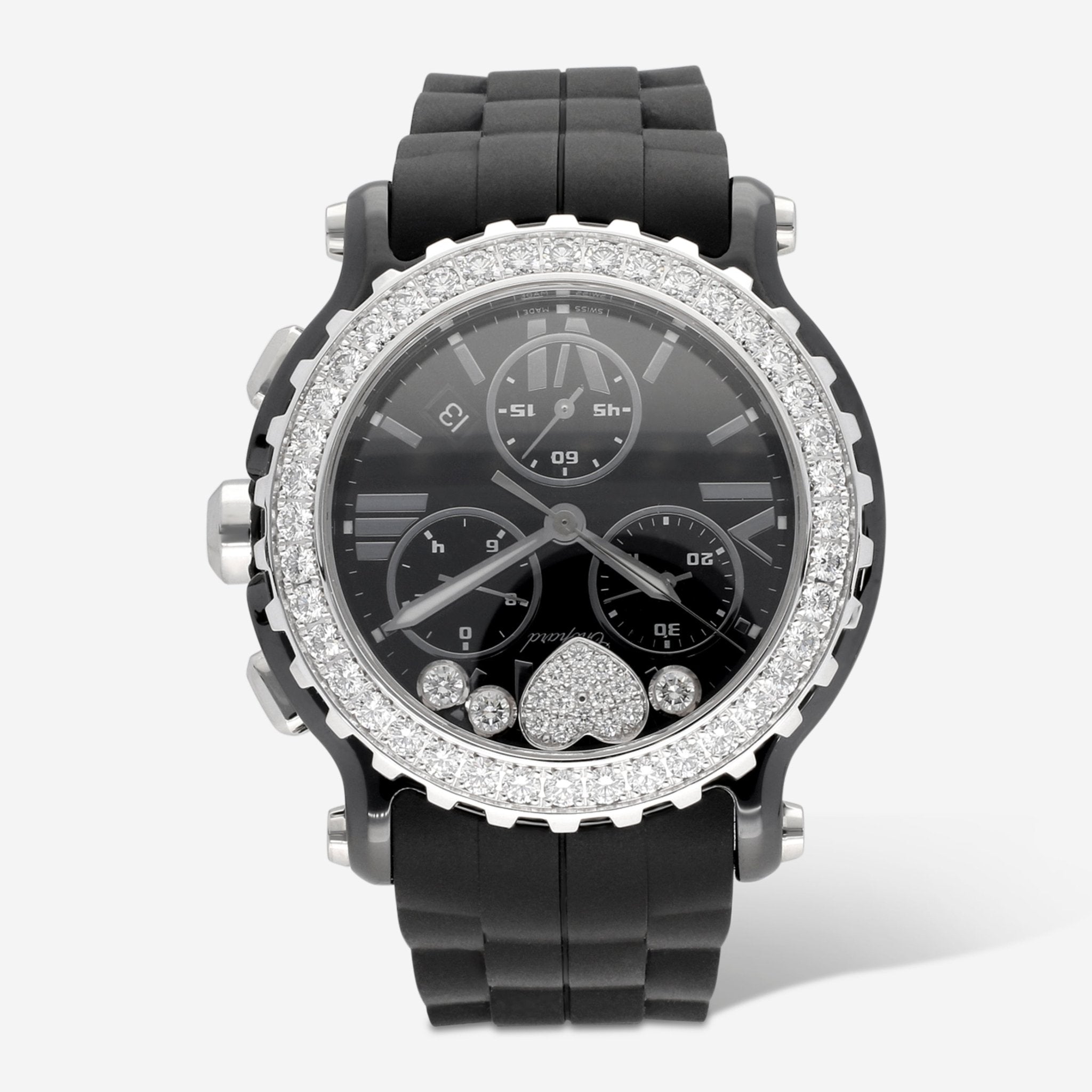 Chopard Happy Sport Round Chronograph Ceramic Diamond Quartz