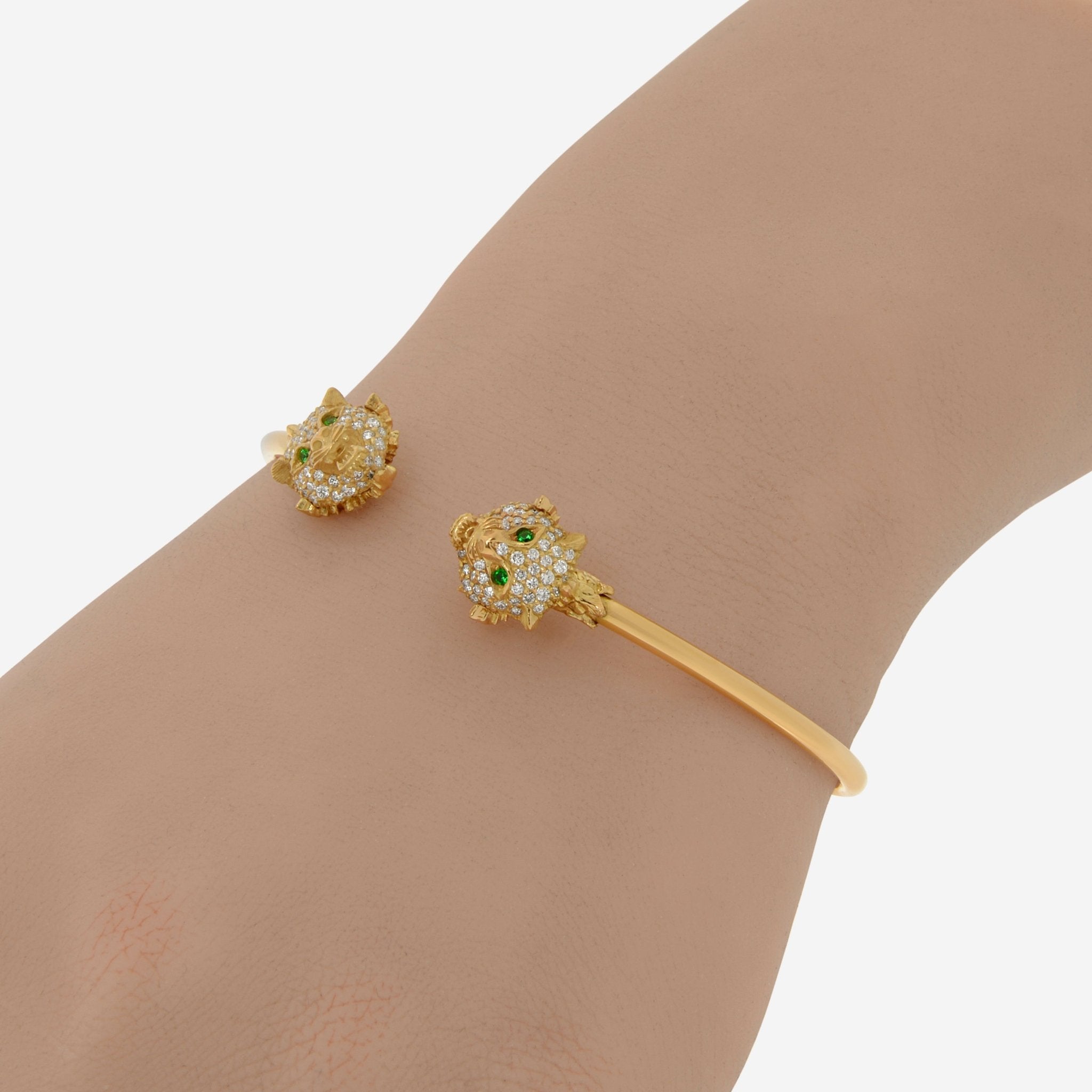 Gucci Le Marche Des Merveilles 18K Yellow Gold, Diamond 0.63ct. tw. and Tsavorite Cuff Bracelet YBA482053001017 - THE SOLIST - Gucci