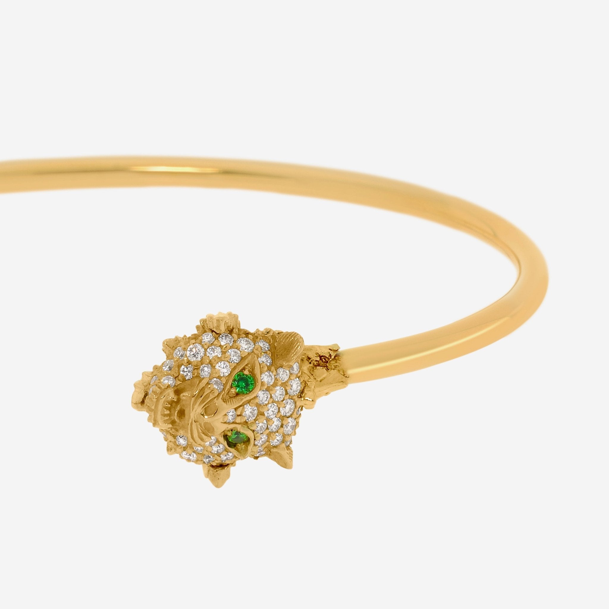 Gucci Le Marche Des Merveilles 18K Yellow Gold, Diamond 0.63ct. tw. and Tsavorite Cuff Bracelet YBA482053001017 - THE SOLIST - Gucci