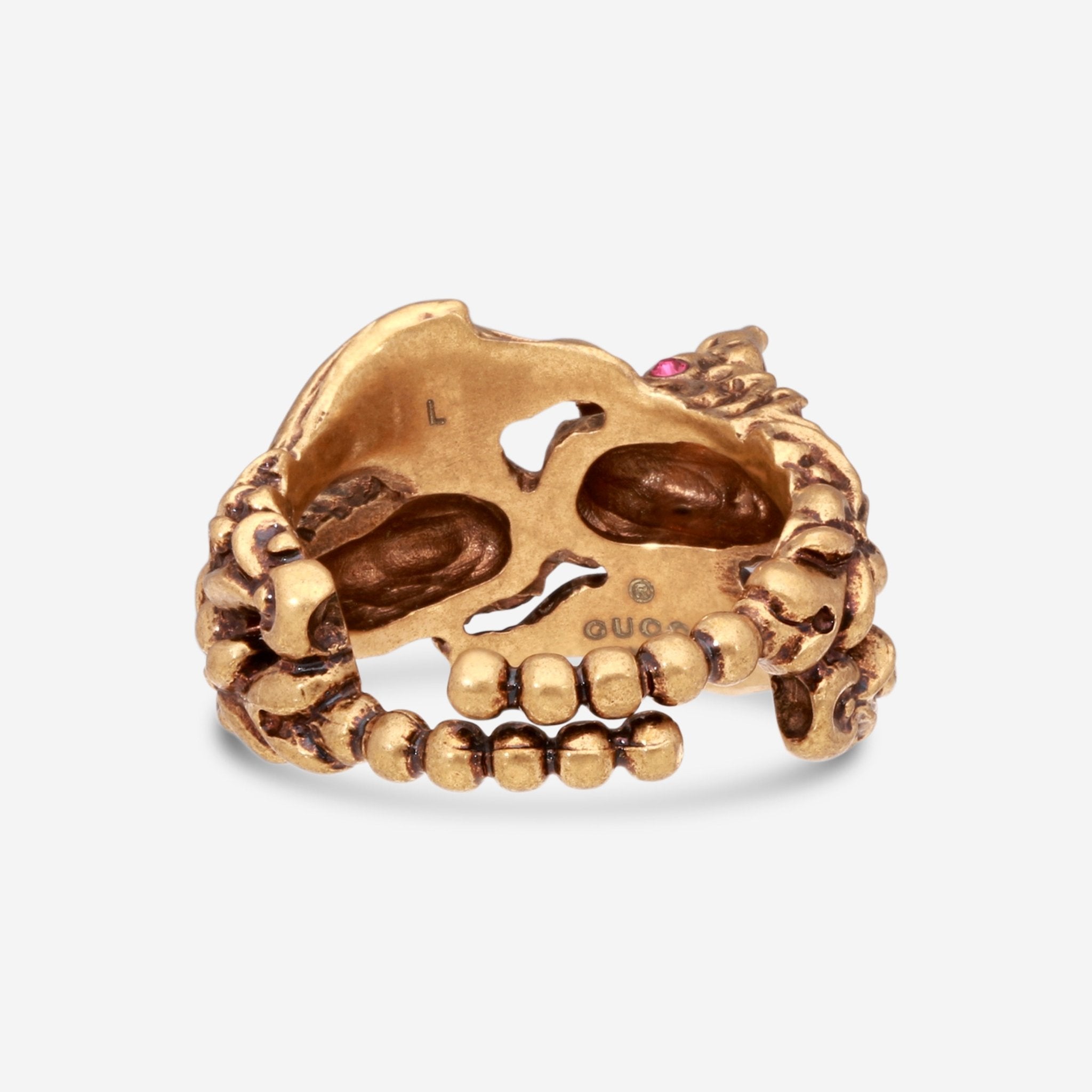 Gucci Yellow Gold Plated Metal Crystal Ring Sz. 8.75 YBC489194001 - THE SOLIST - Gucci