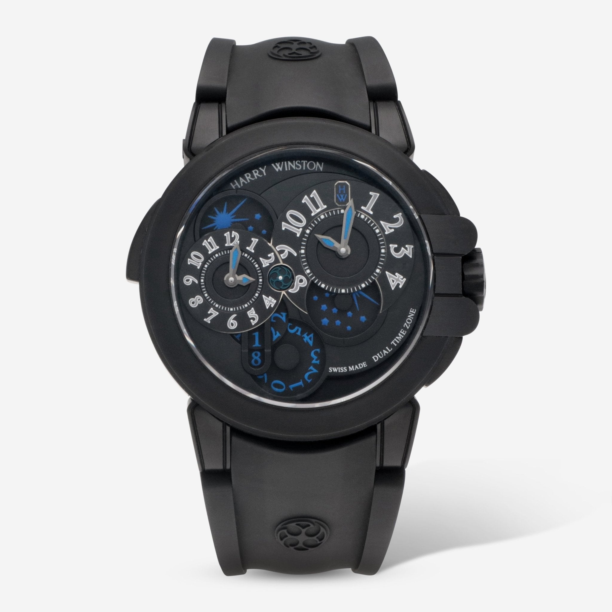 Harry Winston Ocean Dual Time Black Edition Zalium Automatic Men's Watch OCEATZ44ZZ007 - THE SOLIST - Harry Winston