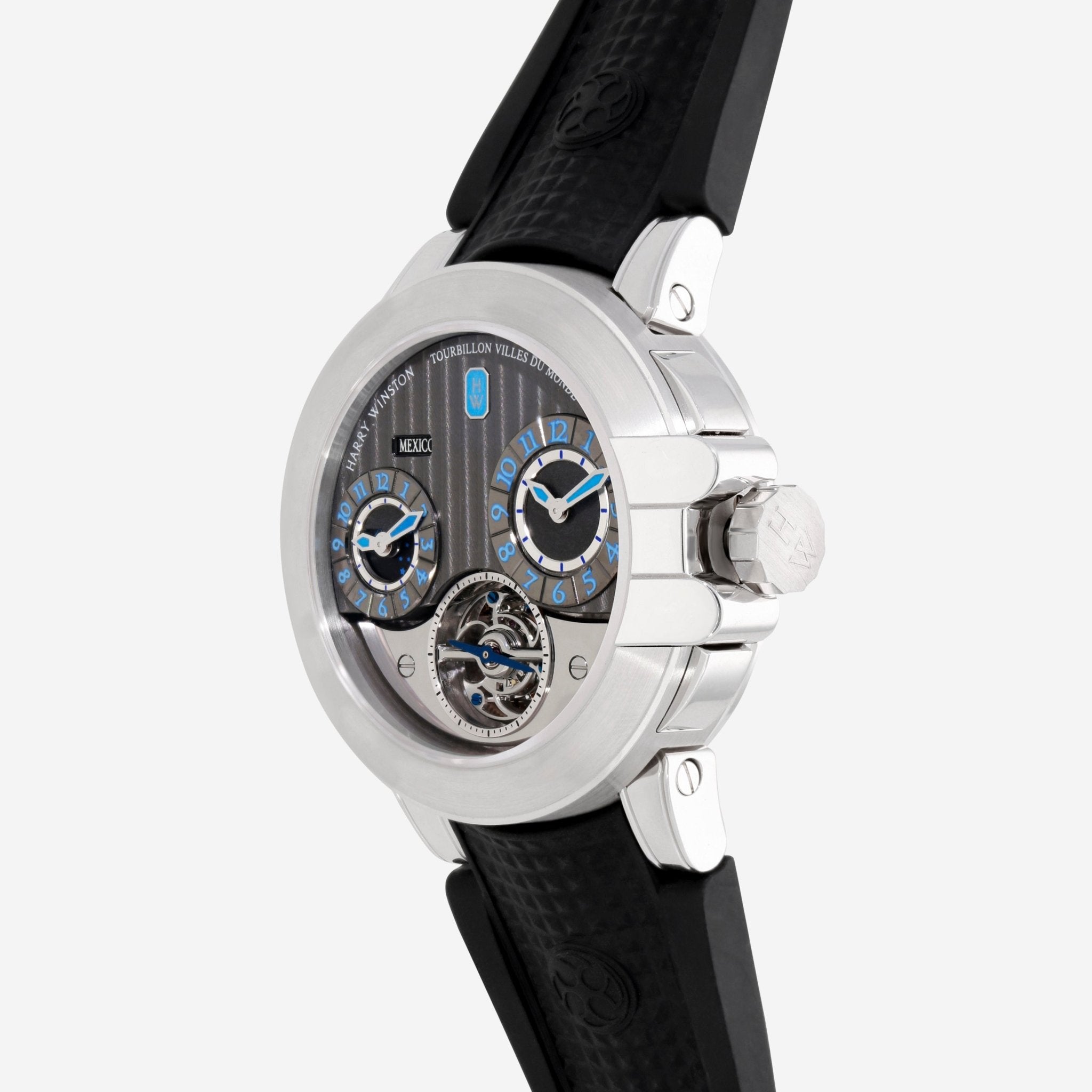 Harry Winston Ocean Tourbillon World Time Anthracite Dial 18K White Gold Automatic Men's Watch 400/MATTZ45WL.A - THE SOLIST - Harry Winston