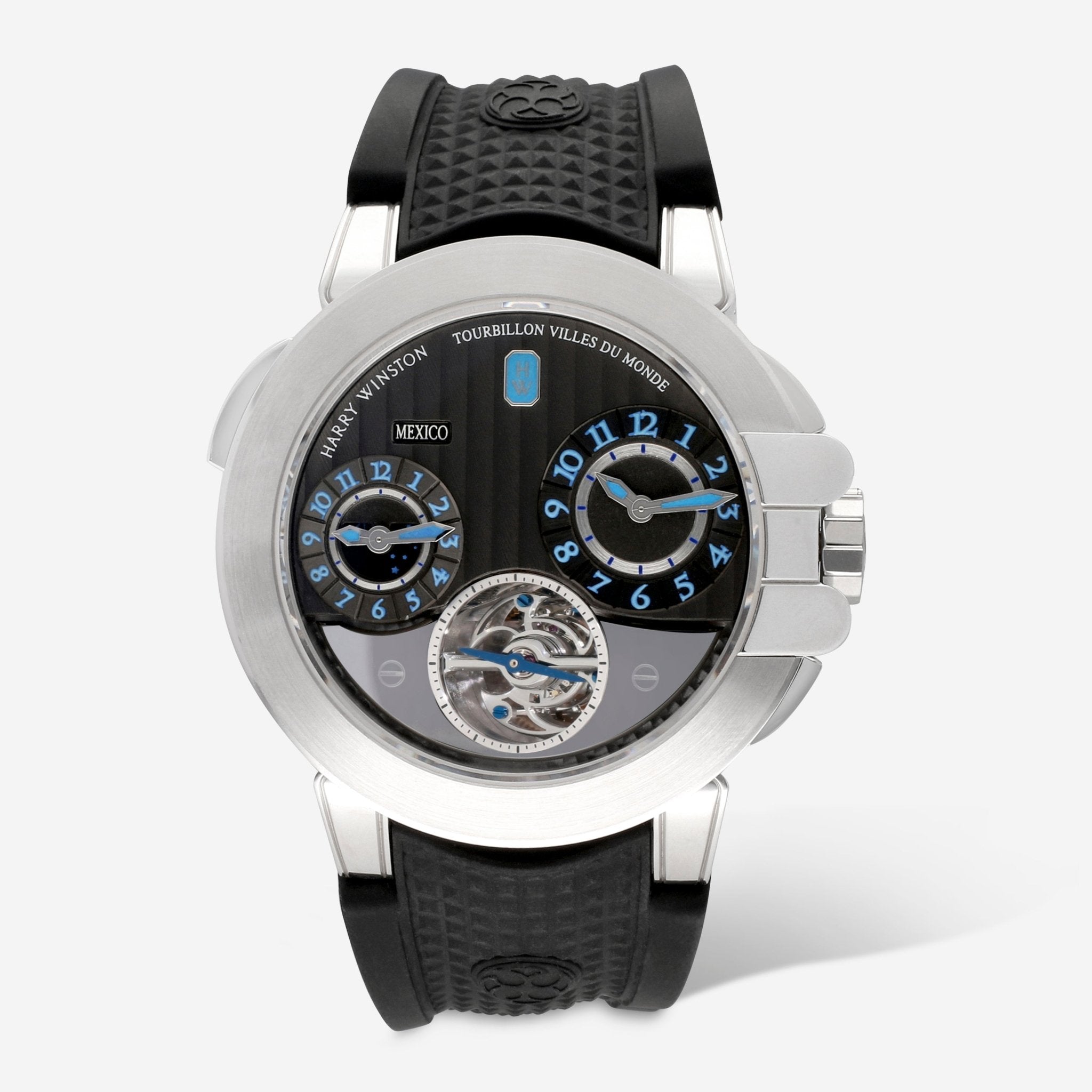Harry Winston Ocean Tourbillon World Time Anthracite Dial 18K White Gold Automatic Men's Watch 400/MATTZ45WL.A - THE SOLIST - Harry Winston