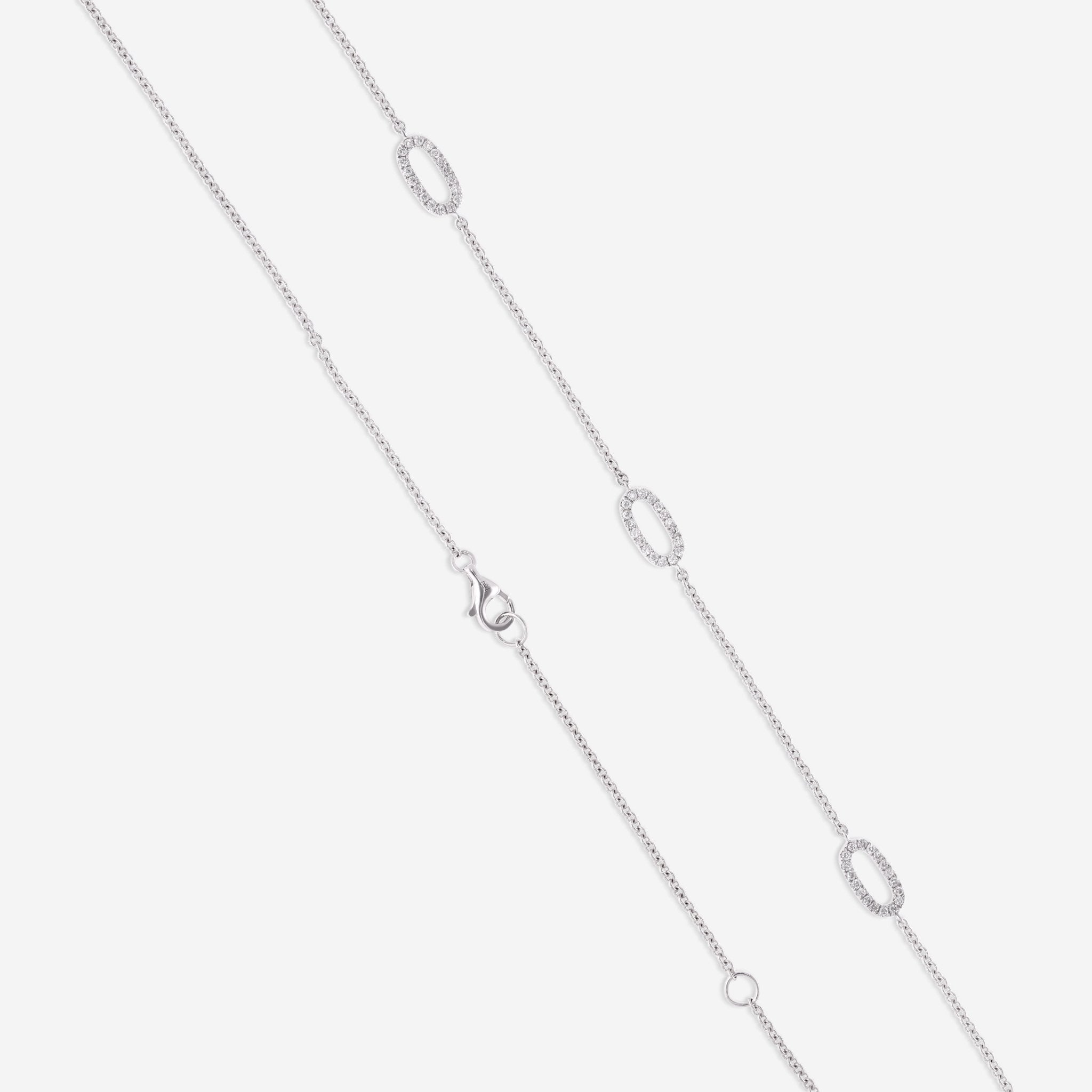 Ina Mar 18K White Gold Diamond Station Necklace ANK - 15698 - 18'' - 5S - 1 - THE SOLIST - Ina Mar