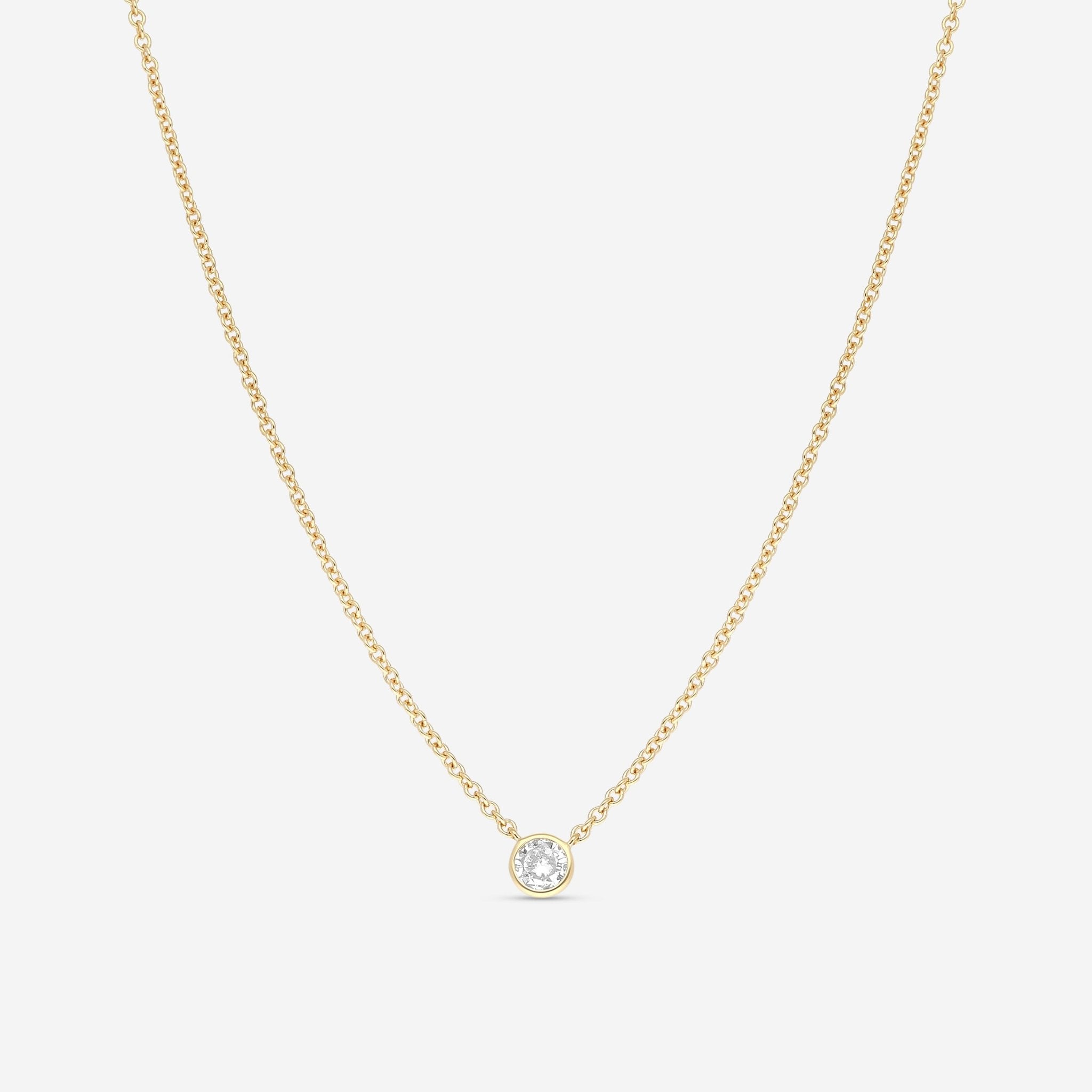 Ina Mar 18K Yellow Gold Bezel Set Diamond 0.30ct.tw. Solitaire Pendant 16