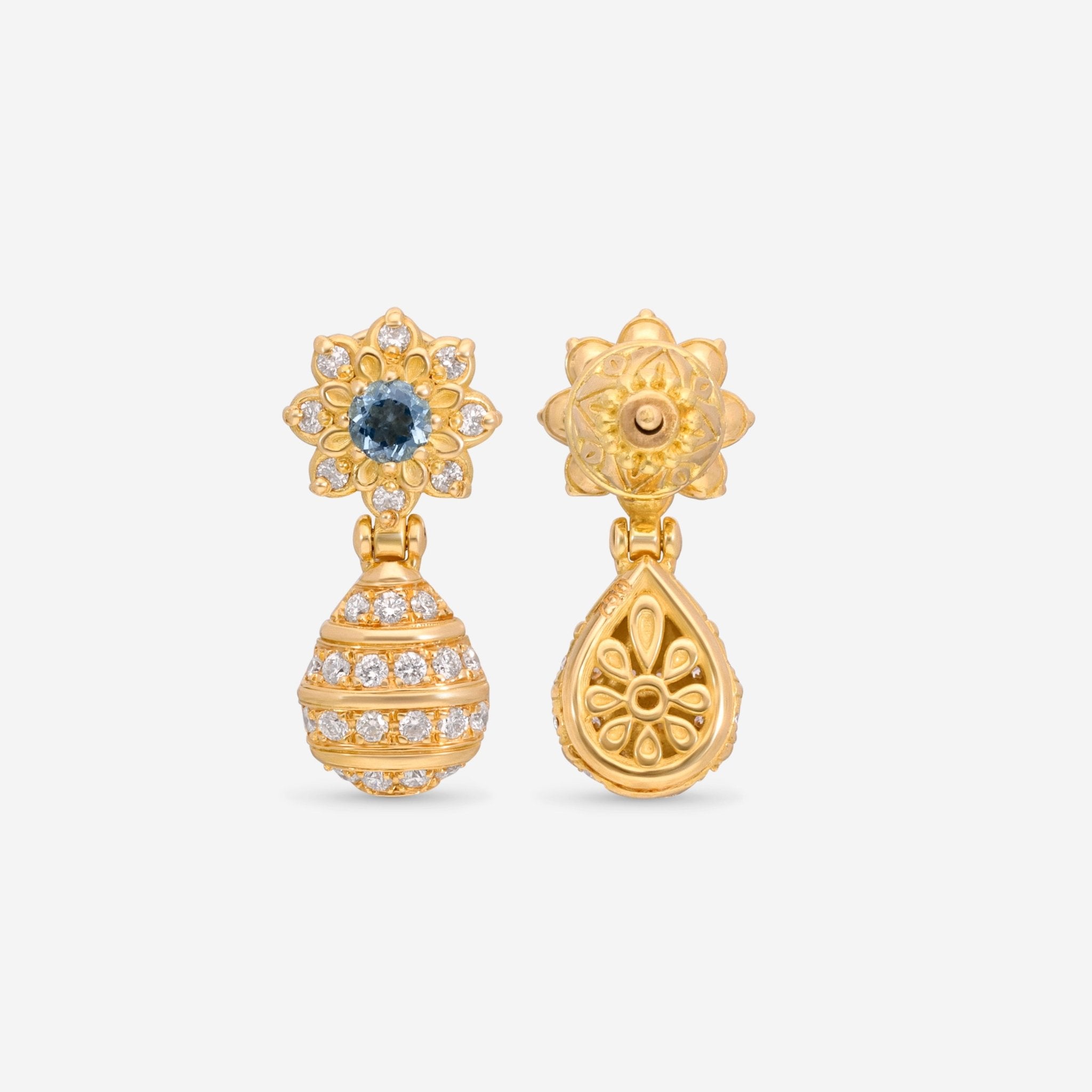 Konstantino Melissa 18K Yellow Gold, Diamond and Aquamarine Drop Earrings SKMK03108 - 18KT - 147 - THE SOLIST - Konstantino