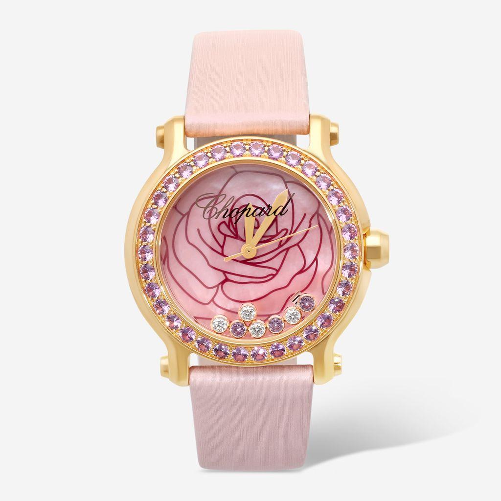 とろ様へ♥12/13 Chopard Happy Sport 18K Rose Gold Diamond Quartz Ladies Watch 277473-5