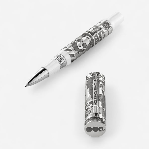 Montegrappa Warner Bros. 100th Anniversary Limited Edition Silver & White Rollerball Pen ISWBNRSE