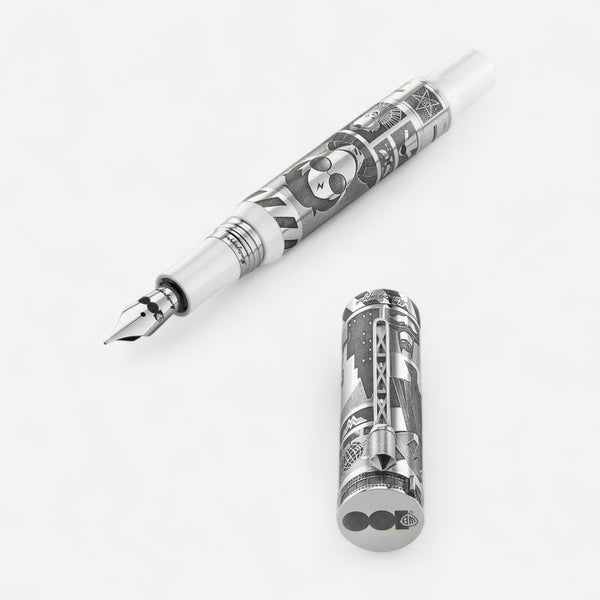 Montegrappa Warner Bros 100th Anniversary Limited Edition Silver & White Fountain Pen ISWBN2SE