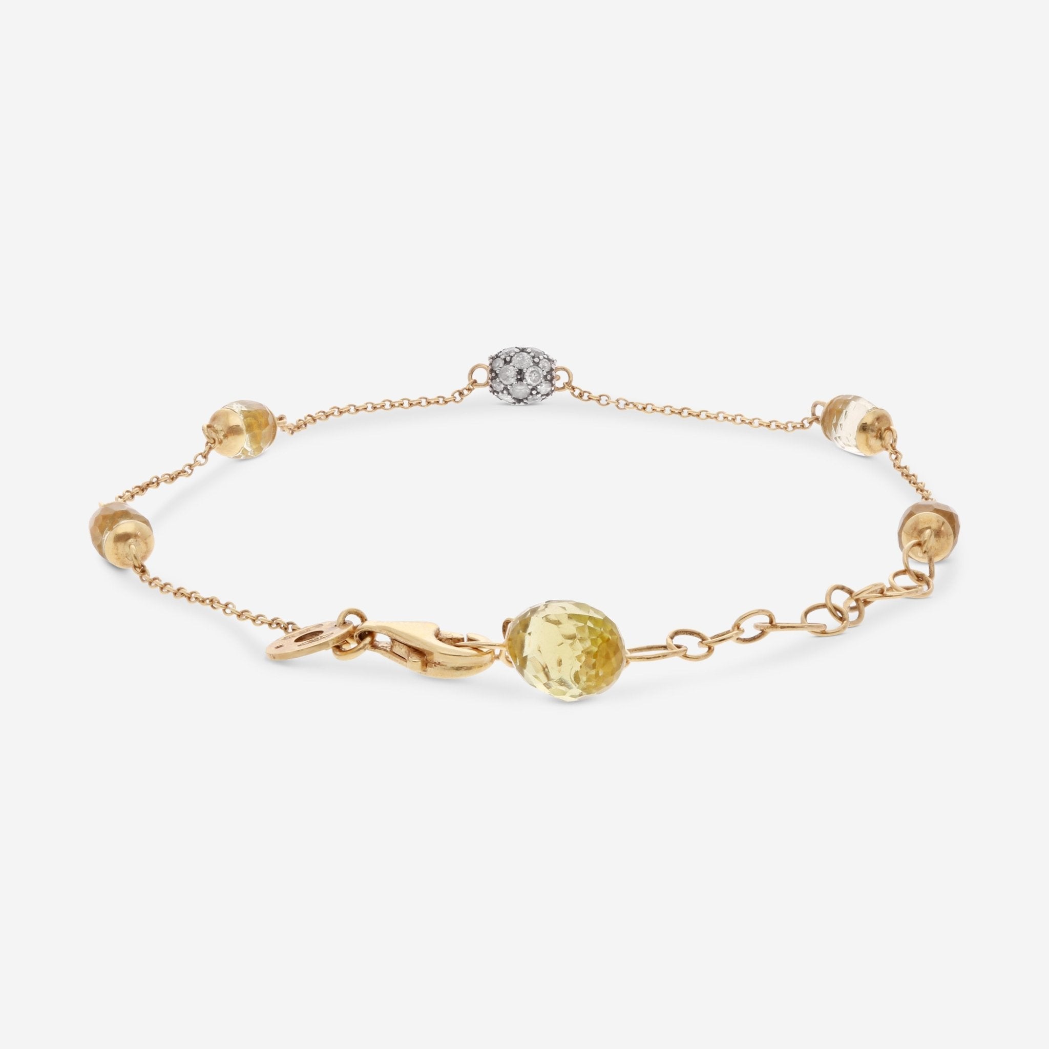 Nanis 18K Yellow Gold Green Citrine & Ice Diamond Bracelet BS1 - 539b - THE SOLIST - Nanis