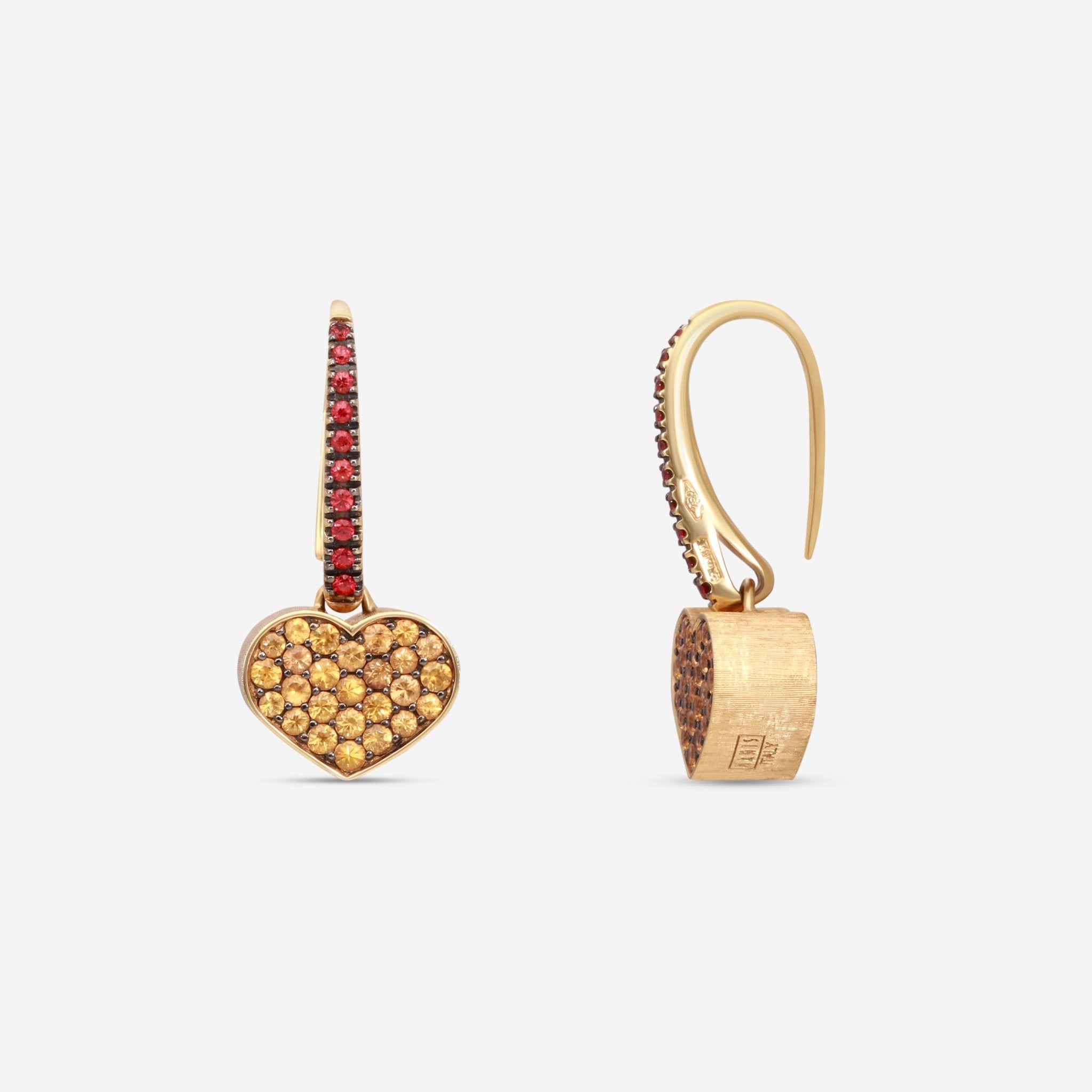 Nanis 18K Yellow Gold Orange & Red Sapphire Drop Earrings OS6 - 506 - THE SOLIST - Nanis