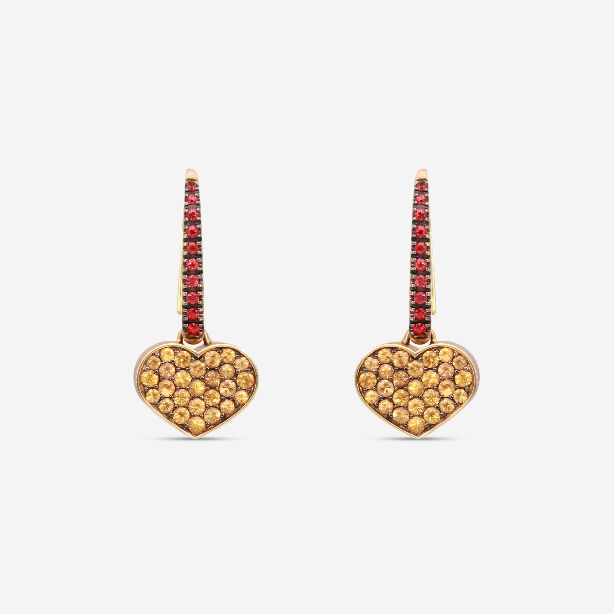 Nanis 18K Yellow Gold Orange & Red Sapphire Drop Earrings OS6 - 506 - THE SOLIST - Nanis