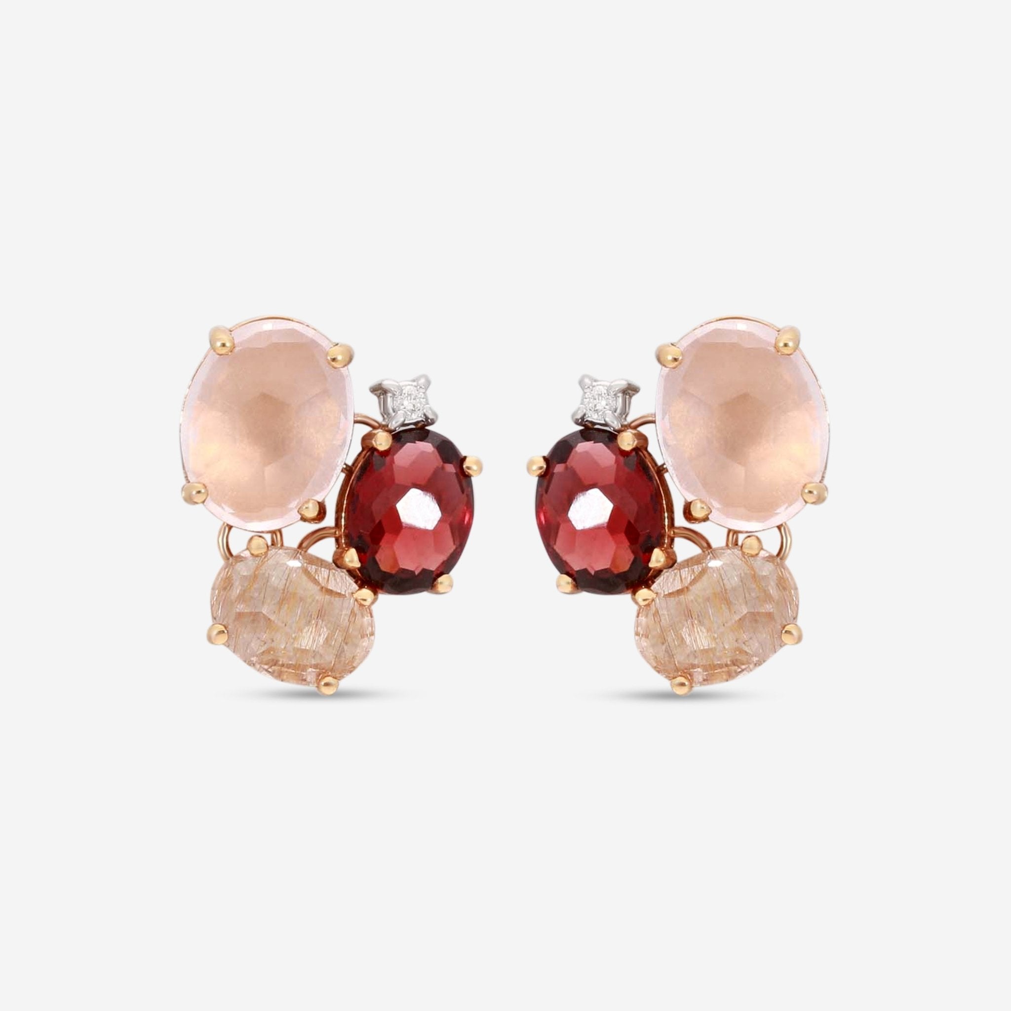 Nanis Ipanema 18K Rose Gold Multi - stone Stud Earrings OS29 - 515 - THE SOLIST - Nanis