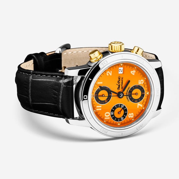 Paul Picot Chronosport Chronograph Orange Dial Men's Automatic Watch P7033.20A.935