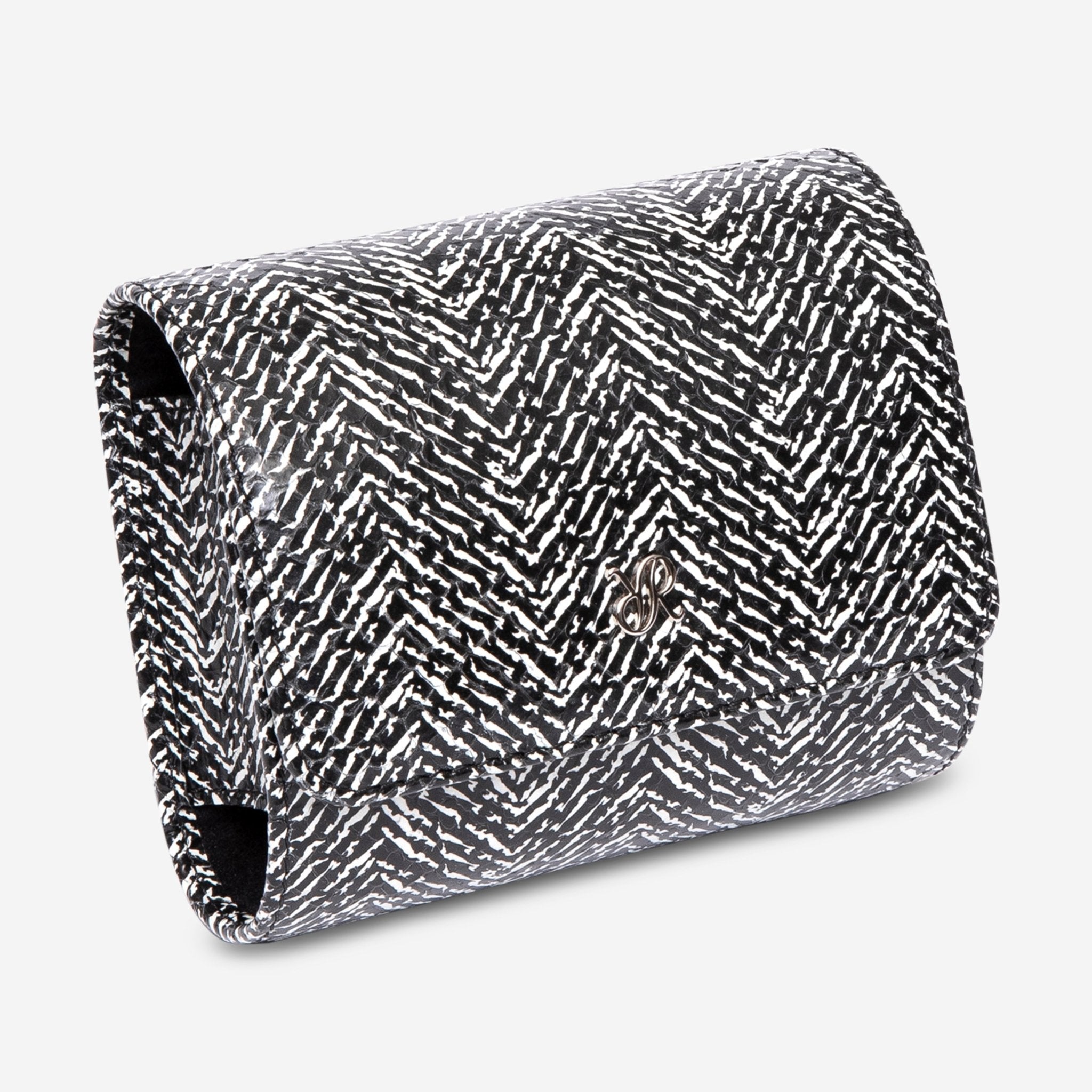 Rapport London Marlow Black Herringbone Leather Single Watch Roll D144 - THE SOLIST - Rapport