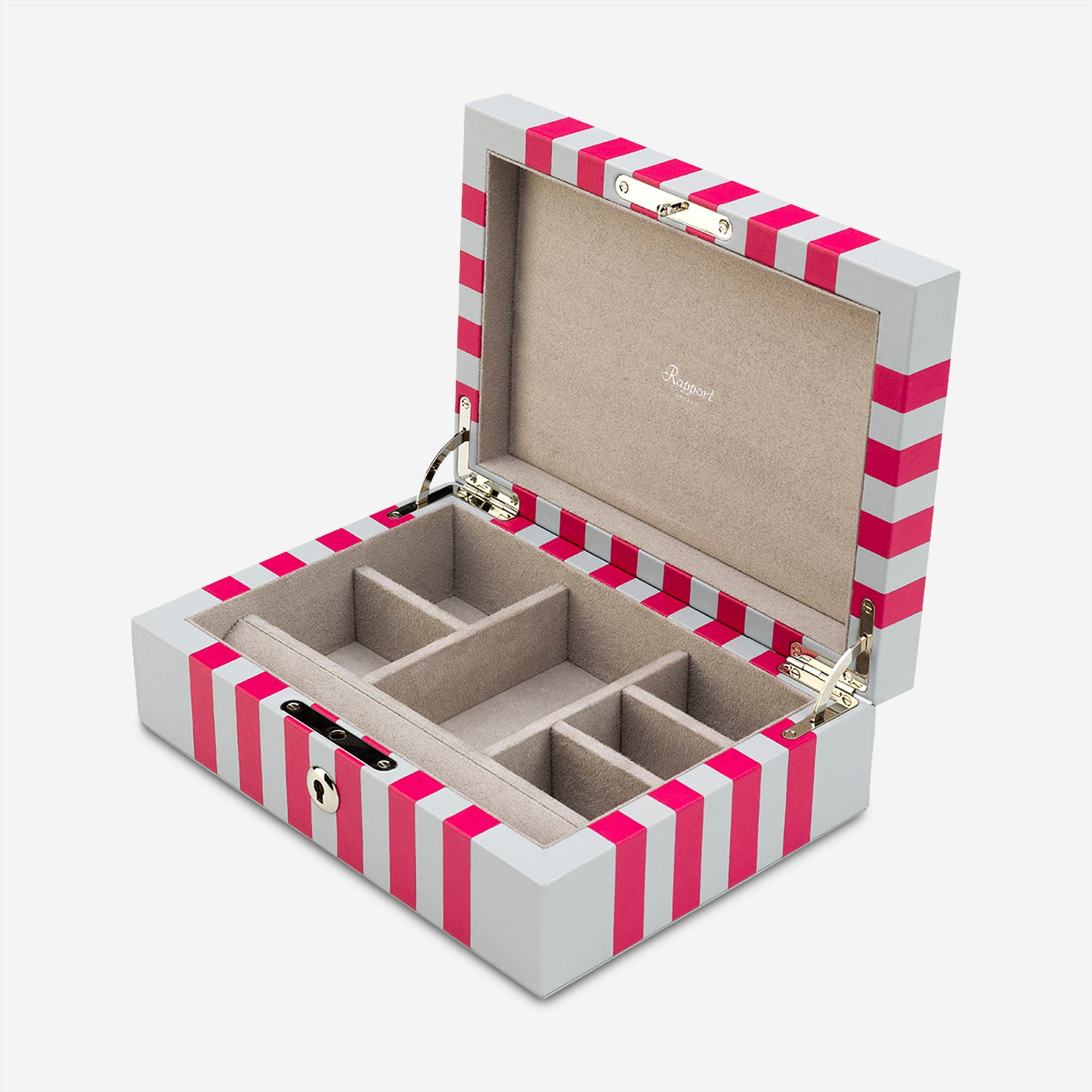 Rapport London Maze Grey & Dark Pink Premium Leather Jewellery Box J142 - THE SOLIST - Rapport
