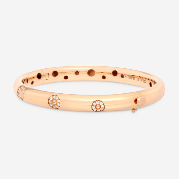 Roberto Coin Pois Moi Luna 18K Rose Gold Diamond Outline Bangle Bracelet 8883132AXBAXS - THE SOLIST - Roberto Coin