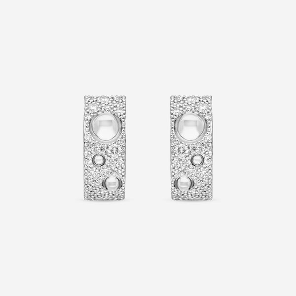 Roberto Coin Pois Moi Luna 18K White Gold Diamond Hoop Earrings 8882509AWERX - THE SOLIST - Roberto Coin