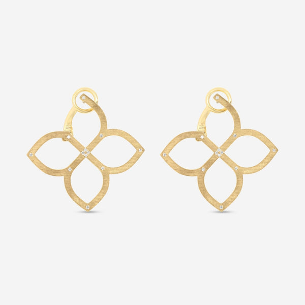 Roberto Coin Princess Flower 18K Yellow Gold Diamond Earrings 7773040AYERX - THE SOLIST - Roberto Coin