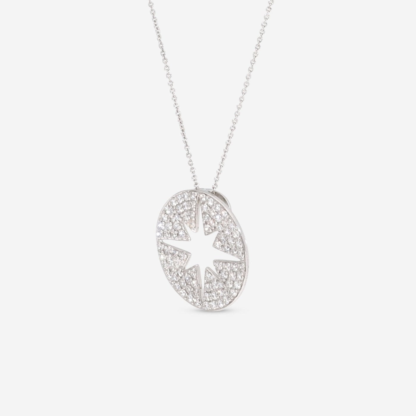 Roberto Coin Tiny Treasures 18K White Gold Star Burst Pendant Necklace 002127AWCHX0 - THE SOLIST - Roberto Coin