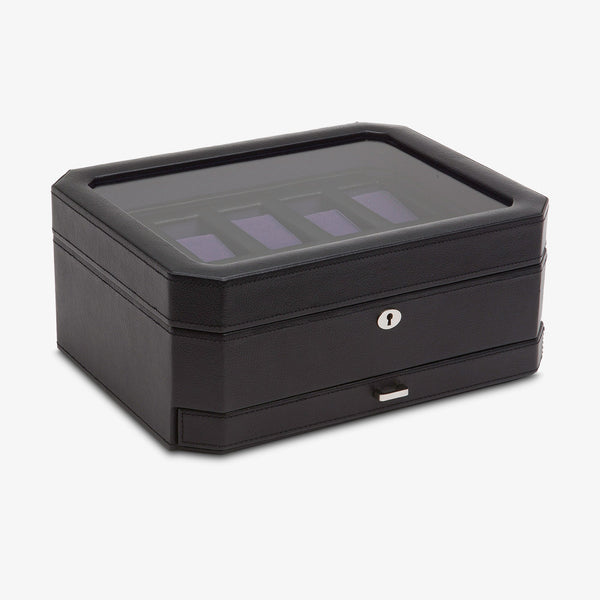 Wolf 1834 Windsor Black Leather 10 Piece Watch Box with Drawer 458603 - THE SOLIST - Wolf 1834