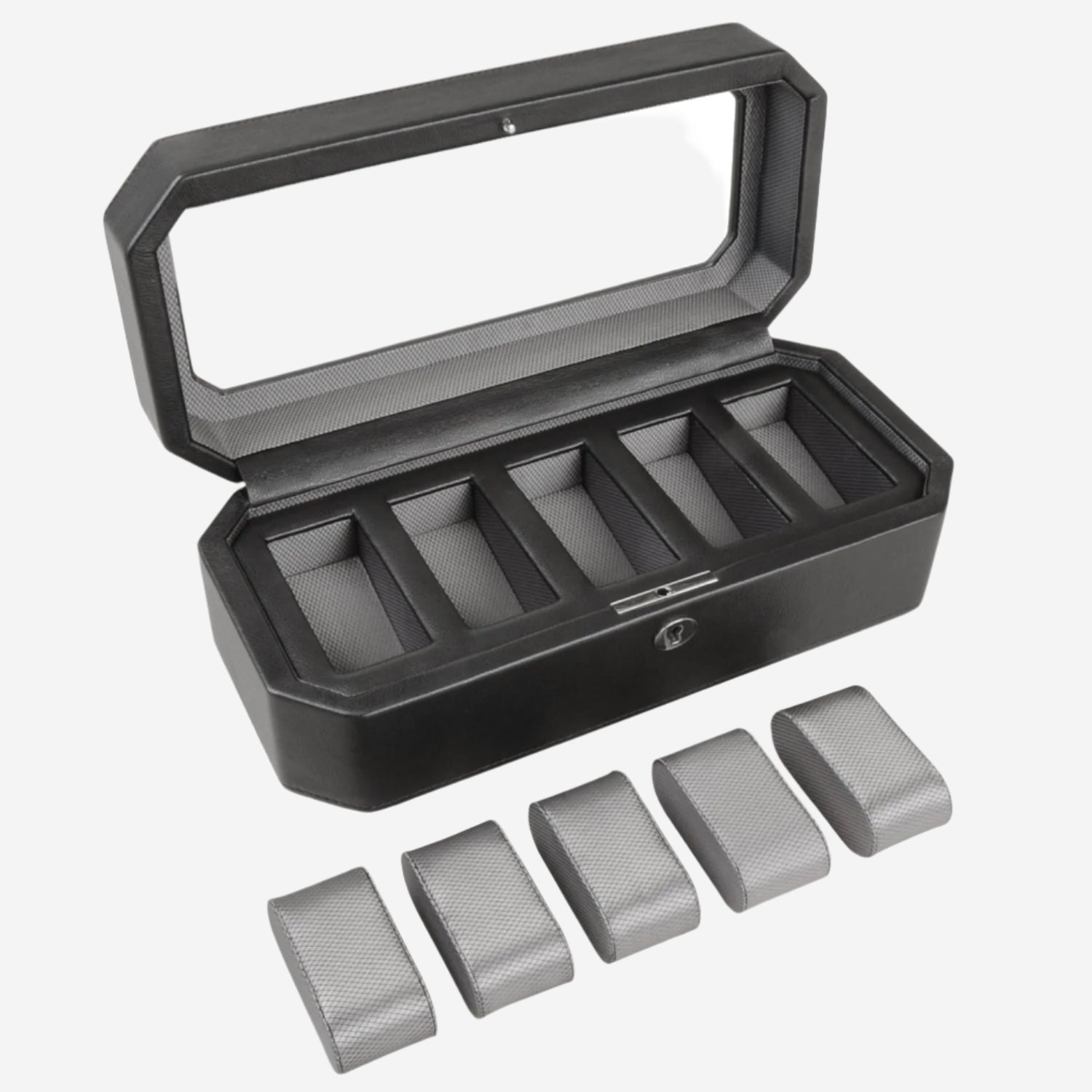 Wolf 1834 Windsor Black Vegan Leather 5 Piece Watch Box 4583029 - THE SOLIST - Wolf 1834