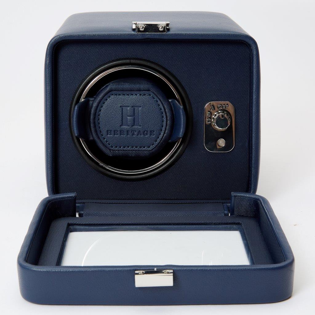 Wolf 1834 Windsor Heritage Navy Vegan Leather Single Winder With Cover 452517 - THE SOLIST - Wolf 1834