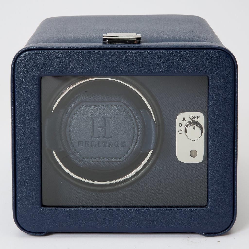 Wolf 1834 Windsor Heritage Navy Vegan Leather Single Winder With Cover 452517 - THE SOLIST - Wolf 1834