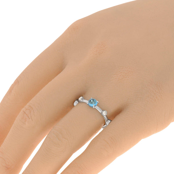 Damiani 18K White Gold, Diamond 0.23ct. tw. and Blue Topaz Band Ring Sz. 7.5 310233 - THE SOLIST