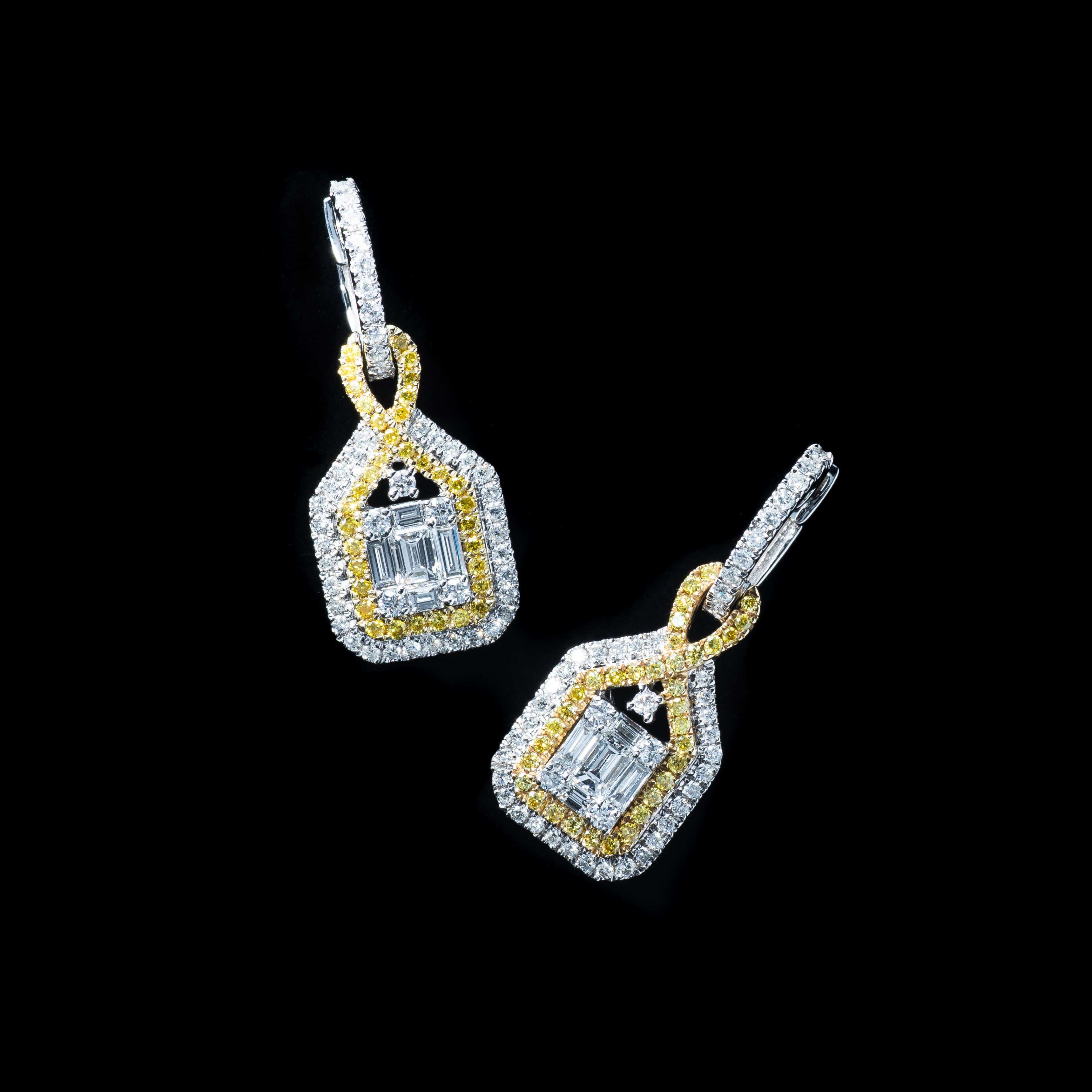 Gregg Ruth 14K Gold, White Diamond 1.13ct. tw. and Fancy Yellow Diamond Drop Earrings - THE SOLIST