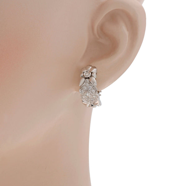 Piero Milano 18K White Gold, Diamond Huggie Earrings-2 - THE SOLIST
