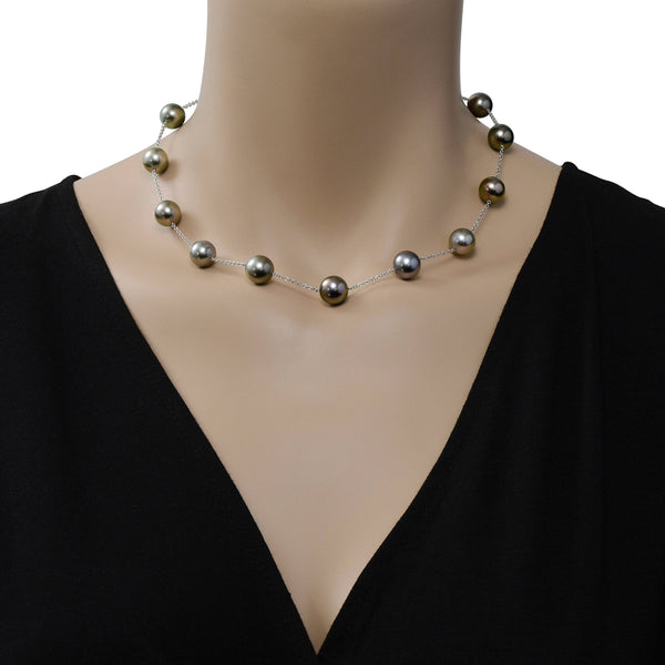 Assael 18K White Gold Tahitian Natural Color Pearl Collar Necklace N5019 - THE SOLIST