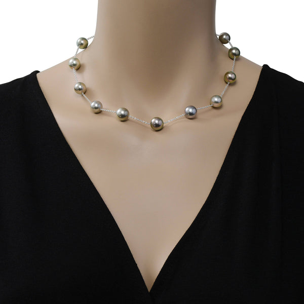 Assael 18K White Gold, Tahitian Natural Color Pearl Collar Necklace N5020 - THE SOLIST