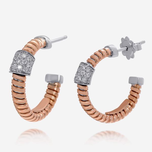 Tessitore Tubogas 18K Rose Gold, Diamond 1.16ct. tw. Hoop Earrings - THE SOLIST