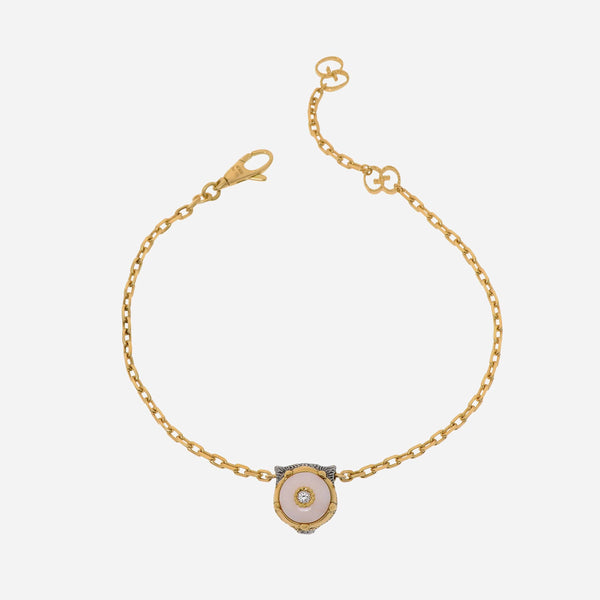 Gucci Le Marche Des Merveilles 18K Yellow Gold, Diamond and Pink Opal Charm Bracelet YBA502852002016 - THE SOLIST