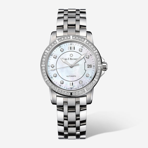 Carl F. Bucherer Patravi AutoDate Diamond Mother of Pearl Automatic Ladies Watch 00.10622.08.77.31
