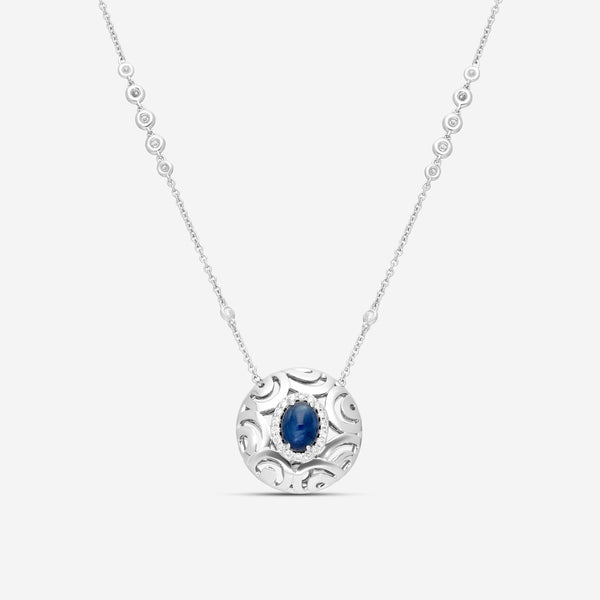 Crivelli Ricami Luci 18K White Gold Diamond & Sapphire Pendant Necklace 000-3858NS - THE SOLIST