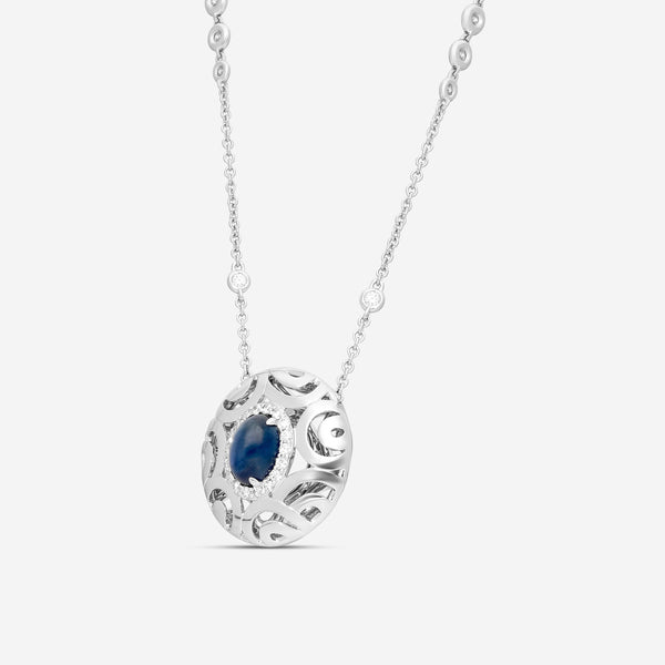 Crivelli Ricami Luci 18K White Gold Diamond & Sapphire Pendant Necklace 000-3858NS - THE SOLIST