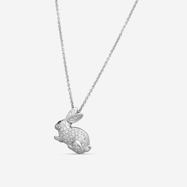Roberto Coin 18K White Gold Diamond & Sapphire Rabbit Pendant Necklace 000403AWC