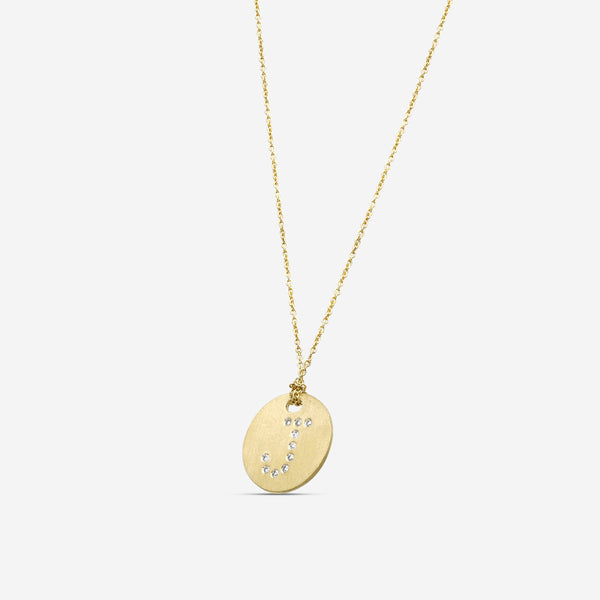Roberto Coin Tiny Treasures 18K Yellow Gold Diamond "J" Circle Pendant Necklace 000801AYCHXJ - THE SOLIST