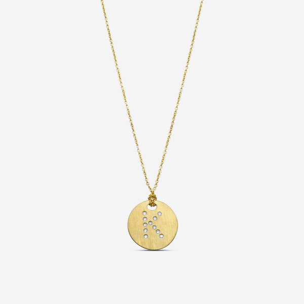 Roberto Coin Tiny Treasures 18K Yellow Gold Diamond "K" Circle Pendant Necklace 000801AYCHXK - THE SOLIST