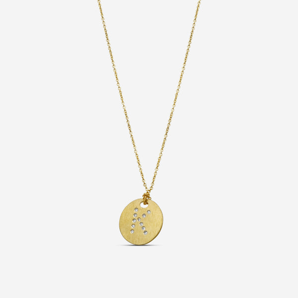 Roberto Coin Tiny Treasures 18K Yellow Gold Diamond "K" Circle Pendant Necklace 000801AYCHXK - THE SOLIST