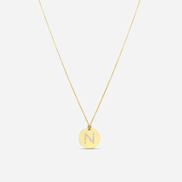 Roberto Coin Tiny Treasures "N" 18K Yellow Gold Diamond Circle Necklace 000801AY