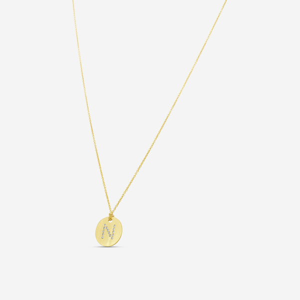 Roberto Coin Tiny Treasures "N" 18K Yellow Gold Diamond Circle Necklace 000801AY