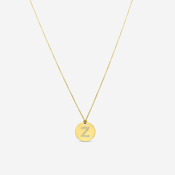 Roberto Coin Tiny Treasures "Z" 18K Yellow Gold Diamond Circle Necklace 000801AY