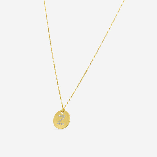 Roberto Coin Tiny Treasures "Z" 18K Yellow Gold Diamond Circle Necklace 000801AY