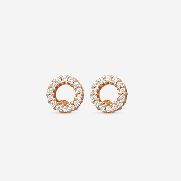 Roberto Coin 18K Rose Gold Diamond Circle Stud Earrings 001414AXERX0